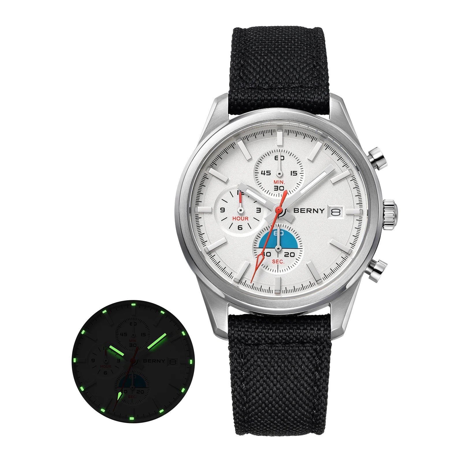 BERNY Chronograph Watch for Women/Men Sports Leisure Miyota OS10 AR Coated Sapphire Waterproof Top Fashion Sport Couple Watches