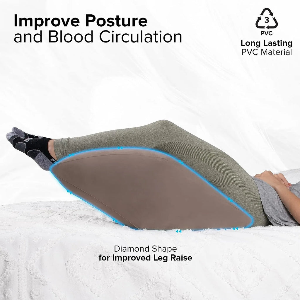 Inflatable Leg Elevation Pillow- Portable Wedge Pillow for Legs with Storage Bag, Versatile Leg Pillows for Elevation Blood Circ
