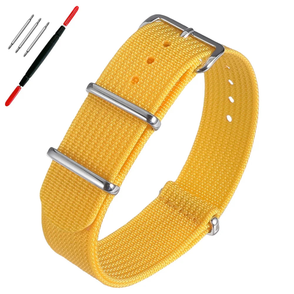 16mm 18mm 19mm 20mm 22mm 24mm Durable Nylon Ribbed Watch Strap Stripped Sport Watch Band Replacement Wristband Belt Accessories
