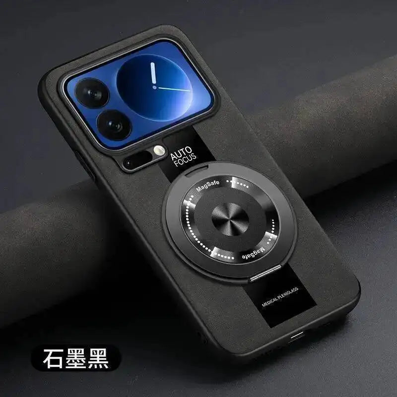 Case For Xiaomi 17 Pro Max 360 Rotating Magnetic Holder Luxury Silicone Sheepskin Leather Back  For Mi17 Xiaomi 17Pro Max Cover