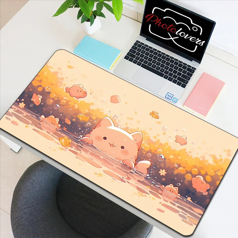 Anime Xxl Mouse Pad Gaming Accessories Cartoon Cat Keyboard Mousepad Gamer Desk Mat Cute Computer Offices Pc Cabinet Kawaii Mice