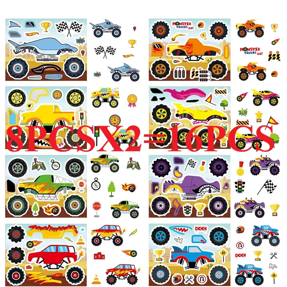 8/16/24PCS Make a Face Cartoon Cool Bigfoot Monster Car DIY Stationery Diary Water Cup Guitar Decorative Stickers