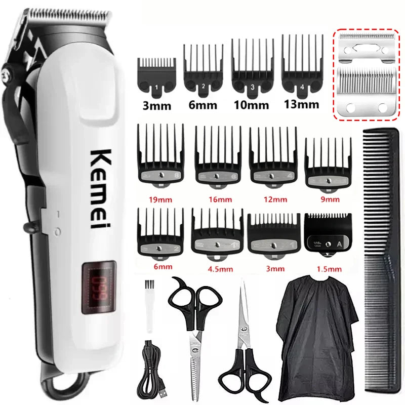 Kemei Hair Clipper for Men KM-809A Hair Cut Maching Wireless Trimmer Professional Clipper Machine Rechargeable Hair Cut Barber