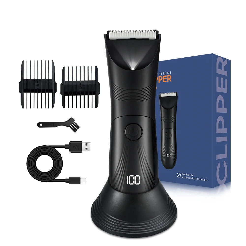 Professional body hair trimmer, LED lighting, intelligent digital display screen, electric shaver beautician, beauty clipper