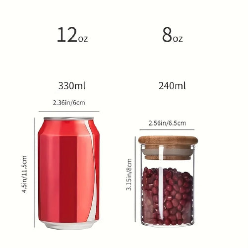 12-Pack 8oz Glass Spice Jars with Airtight Bamboo Lids Hand Wash Food Storage Canisters for Tea Beans Halloween Christmas Gifts