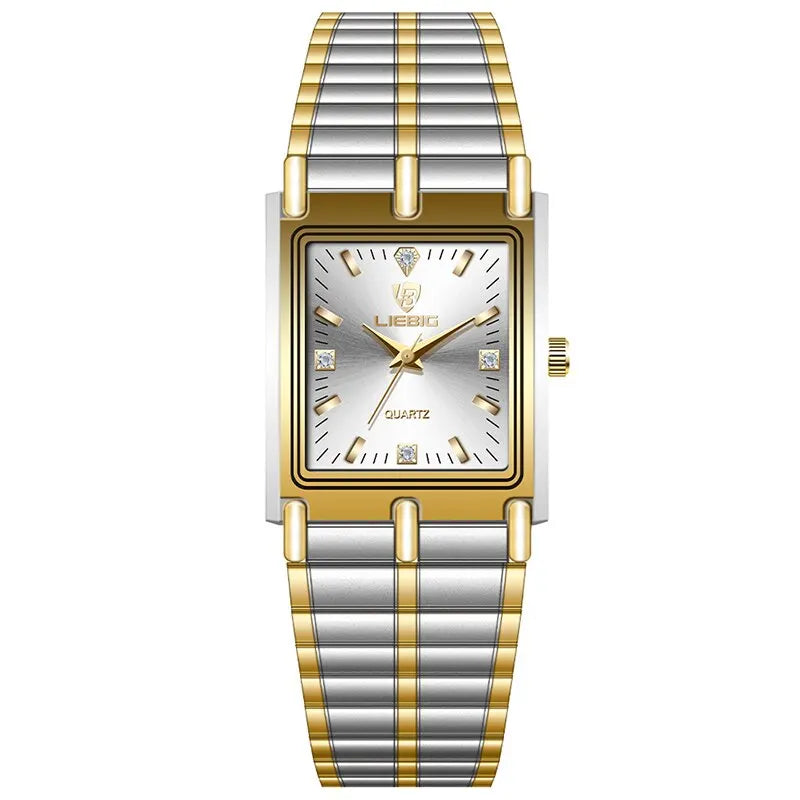LIEBIG Luxury Quartz Watches Male Stainless Steel Bracelet Ladies Clock Fashion Golden Wristwatches Mens Women Relogio Masculino