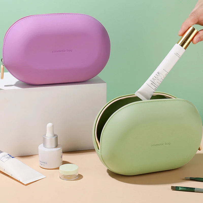 Portable Large Capacity Silicone Cosmetic Bag Waterproof Soft Moisture-proof Storage Wash Bag For Home Travel