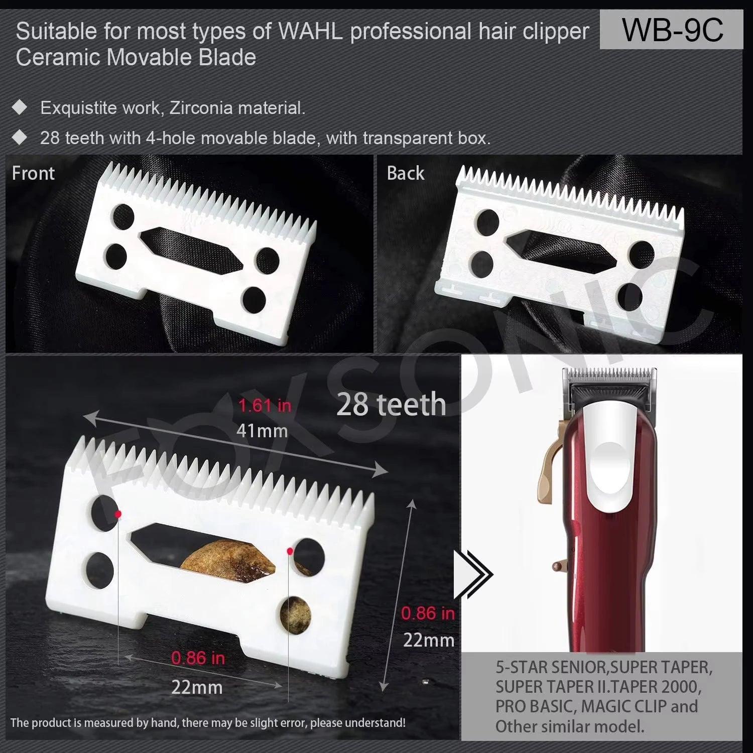 Professional Replacement Ceramic Blades For Wahl Clipper Cord Cordless Senior , Magic clip , Sterling3, Sterling 9,super taper