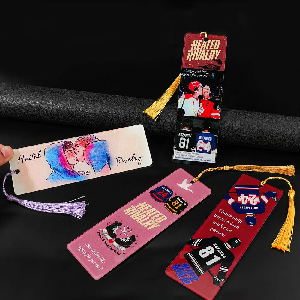 Heated Rivalry "themed fan acrylic bookmarks 1pc/4pcs - ice hockey CP elements+novel copy reading tags, sports BL readers