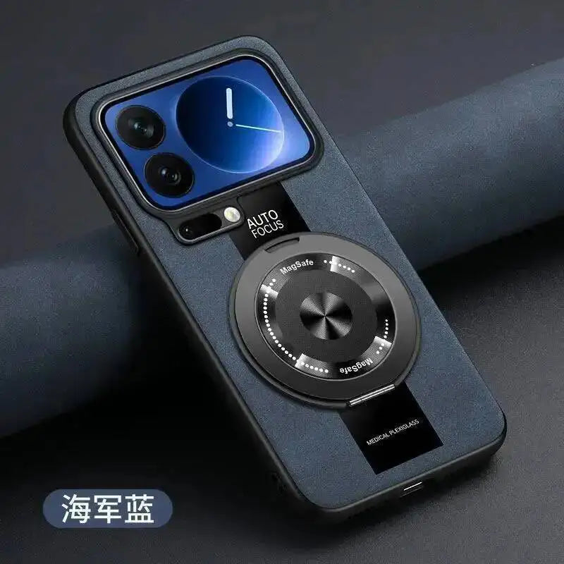 Case For Xiaomi 17 Pro Max 360 Rotating Magnetic Holder Luxury Silicone Sheepskin Leather Back  For Mi17 Xiaomi 17Pro Max Cover