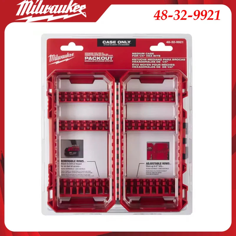 Milwaukee 48-32-9921 PACKOUT Medium Case 1/4" Hex Bit Storage Box Electrician Tool Organizer Power Tool Accessories