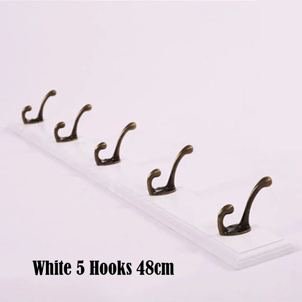 Wall Mounted Solid Wood Coat Rack with Hooks Space Saving Closet Organizer for Hats Jackets Entrance Hallway Decor Furniture