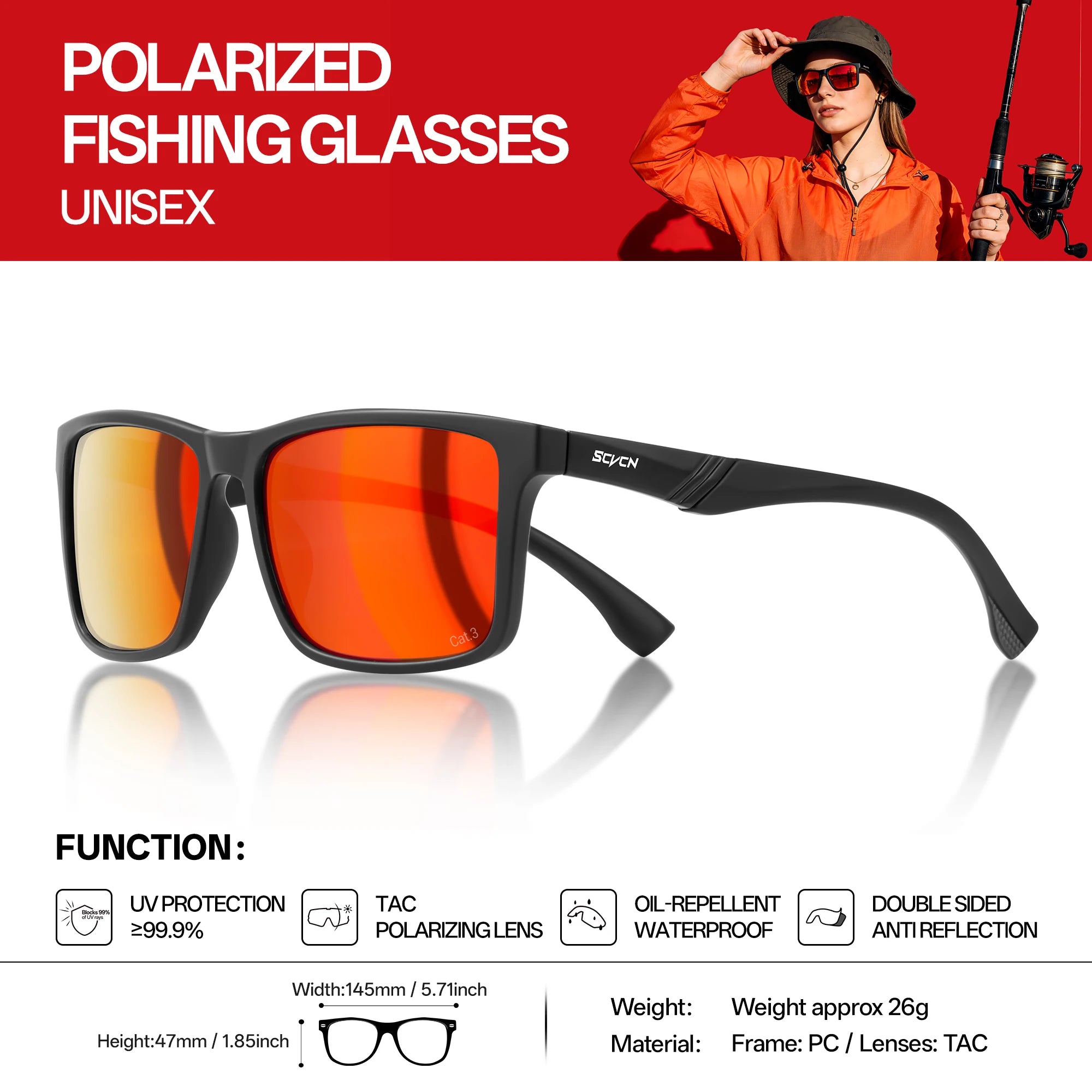 SCVCN Fishing Polarized Sunglasses Outdoor Sport Photochromic Glasses Men Outdoor Cycling Bike UV400 Protective Hiking Goggles