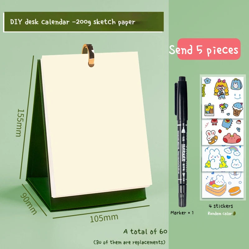 DIY Blank Desk Calendar Making Blank Daily Book Loose Leaf Calendar Planner Standing Flip Desktop School Monthly Year Calendar