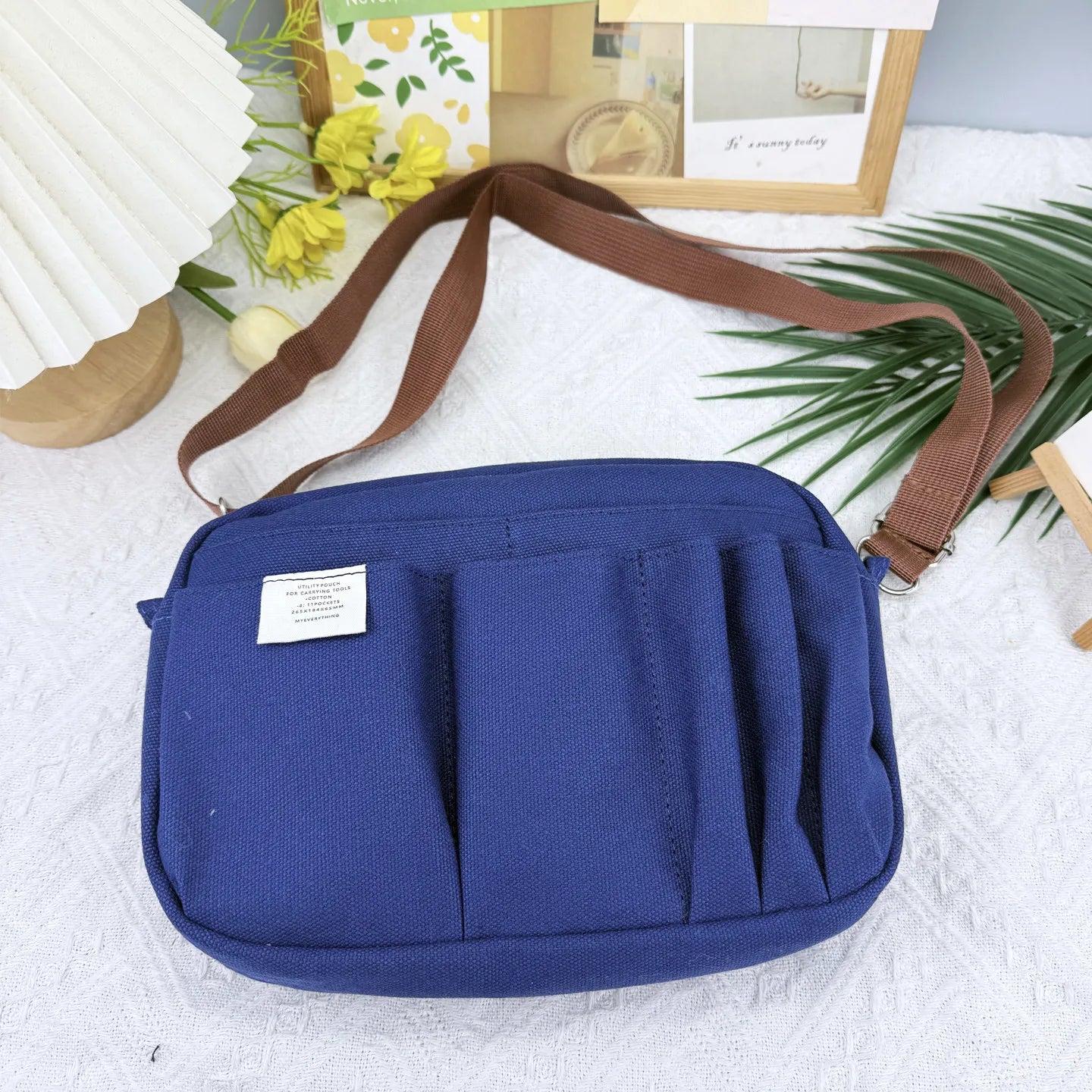 New In Stock Canvas Pencil Pouch Large Capacity Solid Color Japanese Style Portable Multifunctional Journal Storage Bag For Use