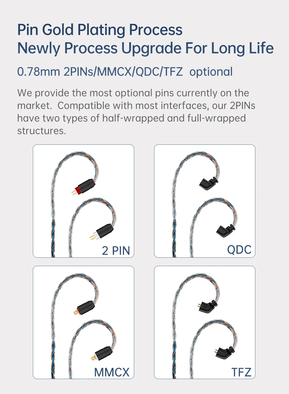 KBEAR ST16 Crystal 16 Cores Upgrade Cable 5N Single Copper Silver-plated 2PIN/MMCX/QDC Earbuds Connector For KS1 Star River Lark