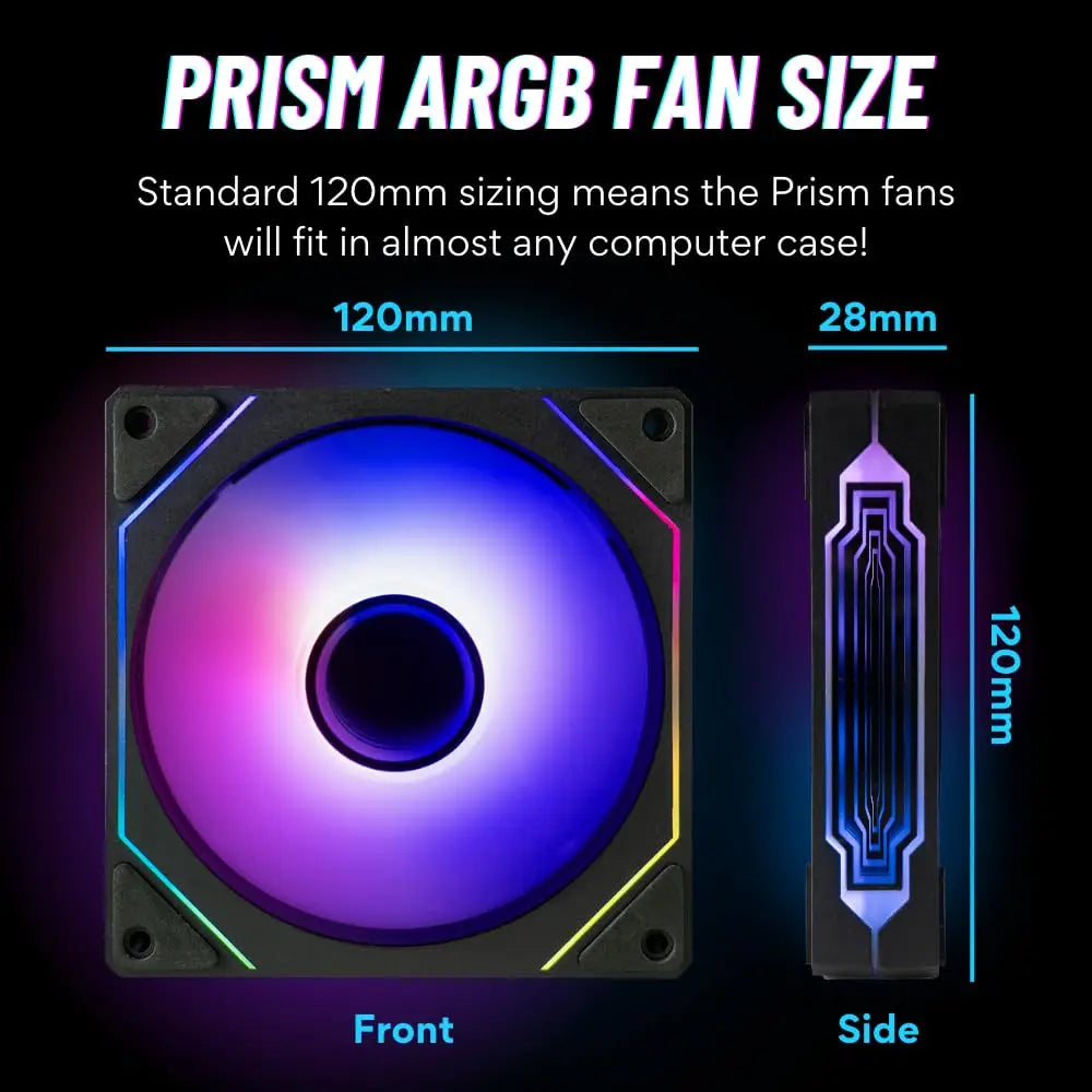 PRISM 4 PRO ARGB CPU Fan 4PIN PWM Silent Chassis Fan 120mm Infinite Mirror 5V 3PIN Motherboard Light Sync Case Cooler Fan
