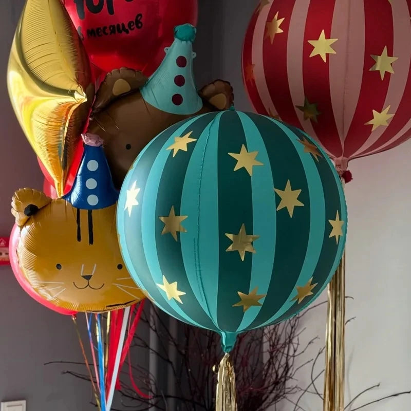 3 Pcs 22 Inch 4D Striped Star Aluminum Film Balloon Ktv Mall Home School Decoration Circus Party Supplies Kids Photo Booth Props