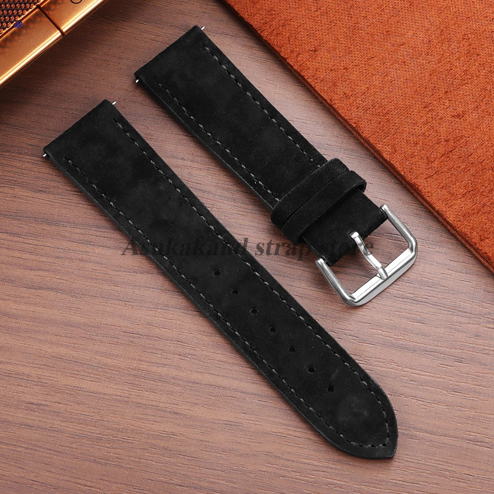 Vintage Suede Leather Watch Band Cowhide Bracelet 18mm 19mm 20mm 22mm For Omega For Seiko for Huawei Watch Sport Watch Strap