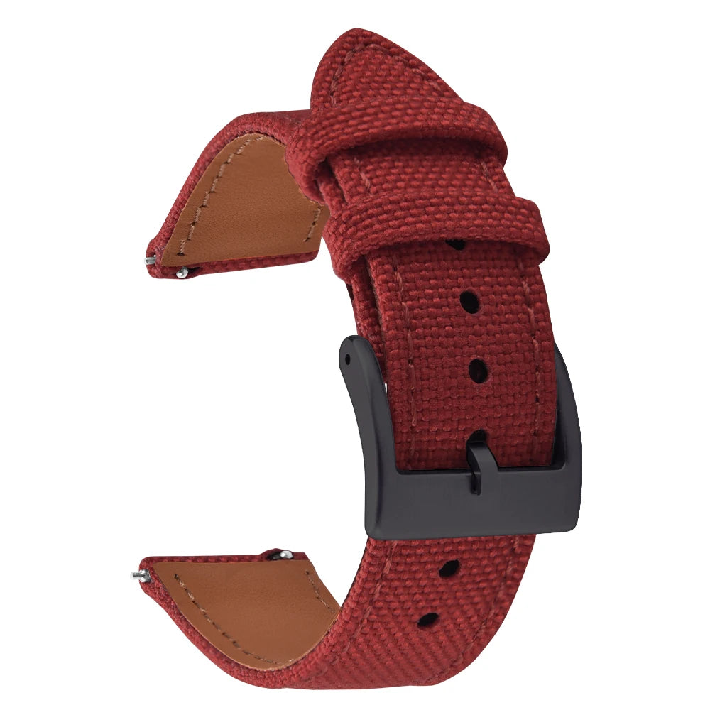 18mm 20mm 22mm Nylon Watch Strap Two-Sided Leather and Sailcloth Watch bands Quick Release Wristbands Sport Belt for Men Women
