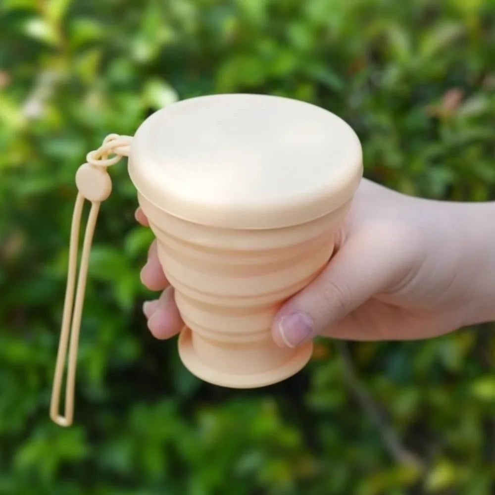 Collapsible Travel Cup Portable Folding Water Bottle for Camping, Hiking & Outdoor Activities, Space-Saving Silicone Drinkware