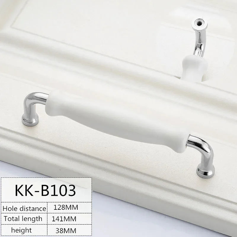 1pcs White Ceramic Door Handles Modern Furniture Knobs Zinc Alloy Ceramic Pulls Kitchen Cupboards Cabinet Door Drawer Handle