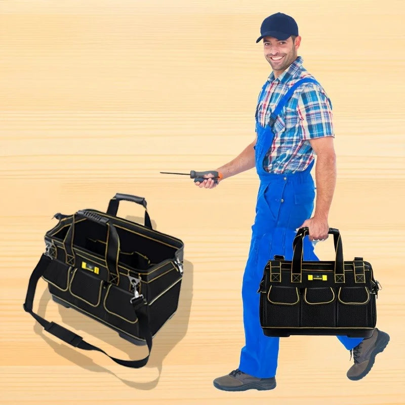 Heavy Duty Tool Bag, Wide Mouth Small Tool Bags, Soft Handle Toolbox Organizer Storage, Large Zipper Electrician Tool Bag