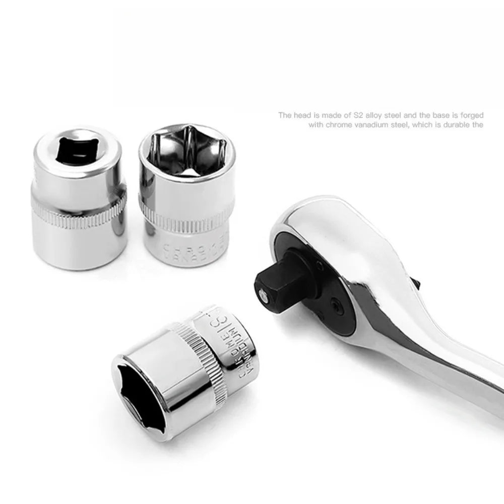 3/8 inch Short Long Socket Set CRV 6-24mm Deep Socket Adapter for Torque Ratchet Socket Wrench Spanner Repair Hand Tool