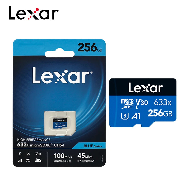Original Lexar TF Memory Card 633x 32GB 64GB 128GB 256GB SDHC A1 V10 High Speed Micro SD Card SDXC V30 U3 Flash Storage Card