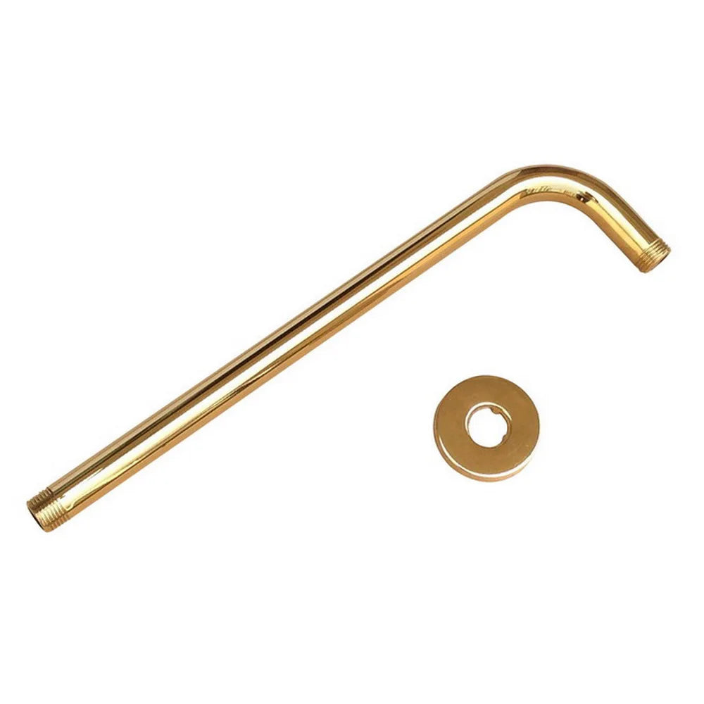 Gold Color Brass Wall Shower Head Extension Pipe - 12" Long Shower Arm Arm Bathroom Accessories Ksh101