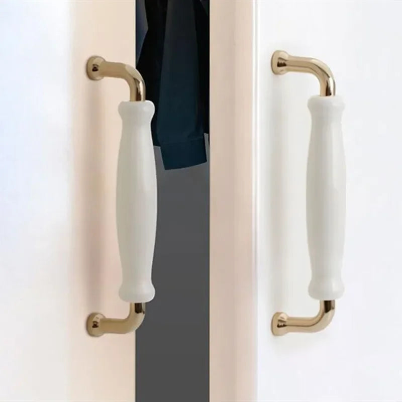 1pcs White Ceramic Door Handles Modern Furniture Knobs Zinc Alloy Ceramic Pulls Kitchen Cupboards Cabinet Door Drawer Handle