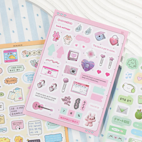 20sheets Kawaii Ins Word Pixel Small Pattern Die Cutting Stickers Book DIY Diary Phone Case Creative Scrapbook Aesthetic Sticker