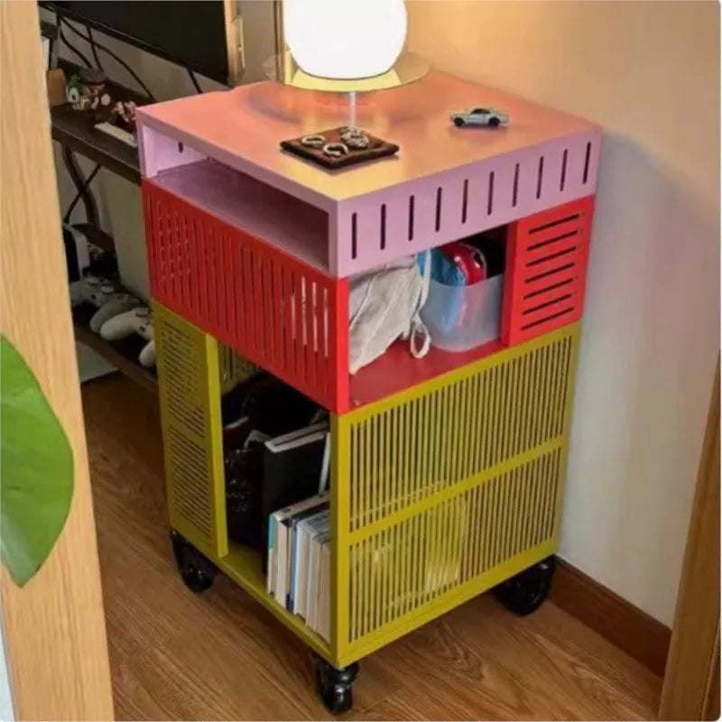 Multifunctional Metal Storage Cabinet with Wheels, Suitable for Bedroom, Living Room, Office, Modern Design Storage Cabinet