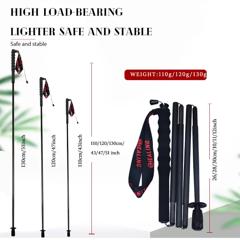Carbon Fiber 5-Section Hiking Stick Portable Lightweight Clibming Pole Outdoor Foldable Trekking Pole Camping City Walking Stick