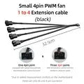TEUCER 4-pin 1 to 4 Way PWM Fan Splitter Cable Cooled 1 to 2/3/4 Way Tap Sleeve Extension Braided Cable Extension fan connector