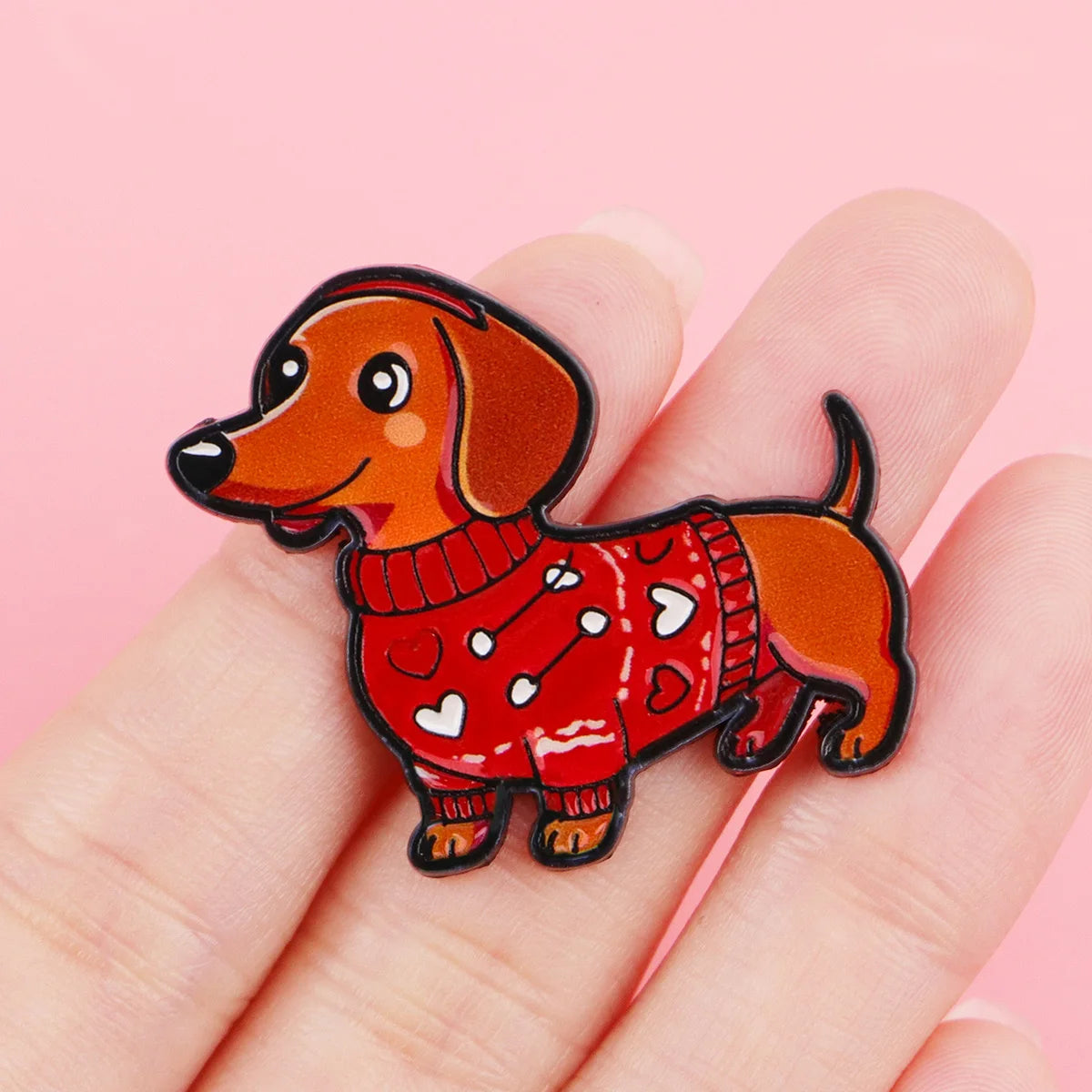 Sweater Sausage Dog Enamel Pins Cute Animal Couple Brooch Lapel Pin Badge on Backpack Clothing Accessories Fashion Jewelry Gifts