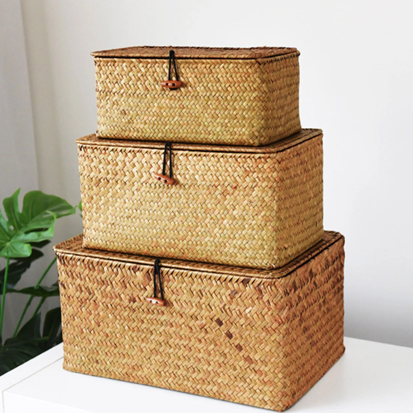 Wicker Storage Basket Woven Rattan Storage Laundry Basket With Lid Wooden Large Storage Box Home And Decoration Acceesories