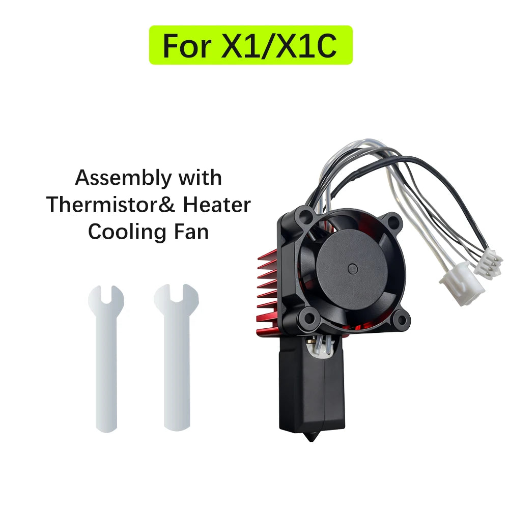 For Bambu Lab P1S Hotend Complete Assembly Upgrade Hardened Steel Extruder Kit For X1 X1C P1P P1S Fan Nozzle X1 Carbon Hot End