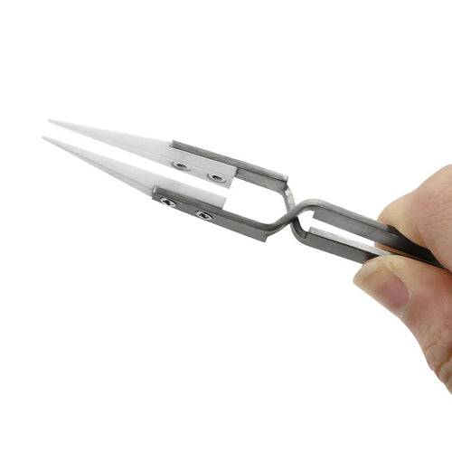 1/3Pack Ceramic Straight Tip Electronic Soldering Tweezers, Anti-Static Reverse Acid Resistant Precision Chuck Ceramic Tweezers