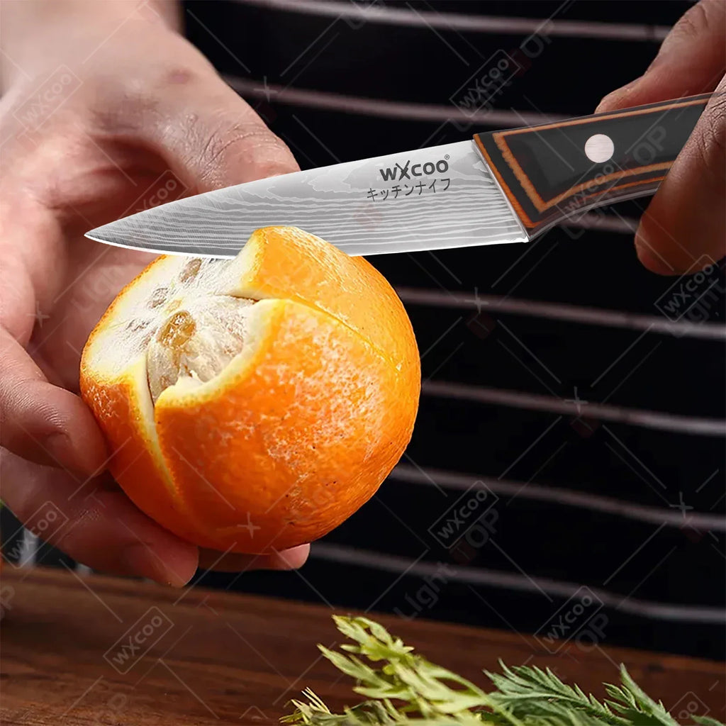 WXCOO 1PCS 7inch Japanese Knife Professional Kitchen Chef Knife for Cooking Kitchen Stainless Steel Santoku Knives Wood Handle