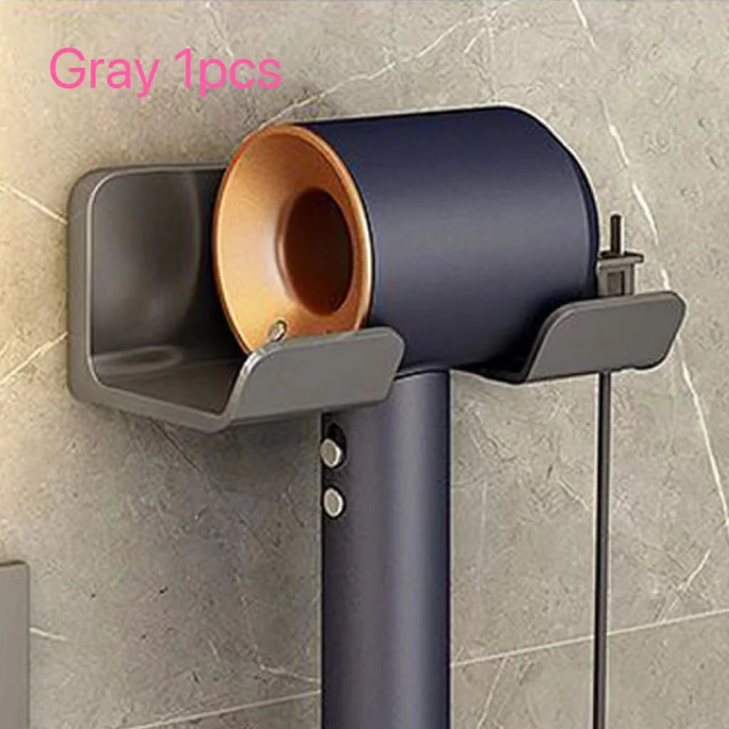 1pc Multi-Functional Wall Mounted Hair Dryer Holder, Bathroom Hair Tool Organizer Storage Rack for Home & Hotel Use