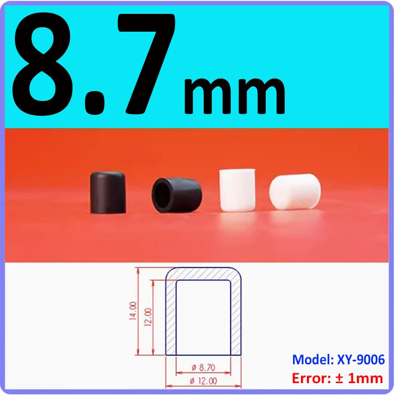  White Silicone rubber cover round steel pipe sleeve end protective cap anti-collision and high temperature resistant 3~68.5mm