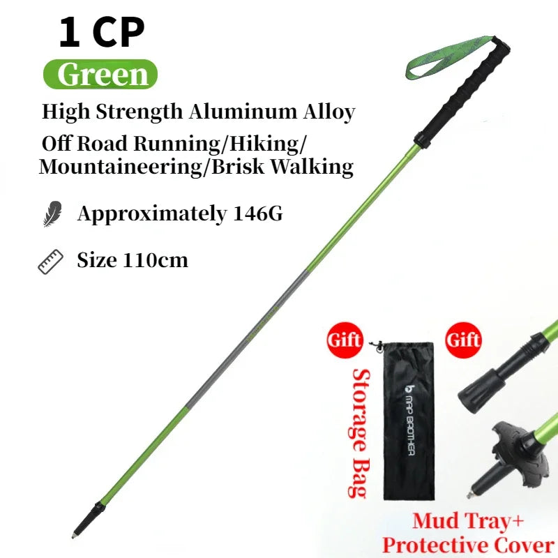 MAP BROTHER M3031 N-Pole Folding Quick Lock Trekking Poles Hiking Pole Race Running Outdoor Walking Stick 7075 Aluminum Alloy