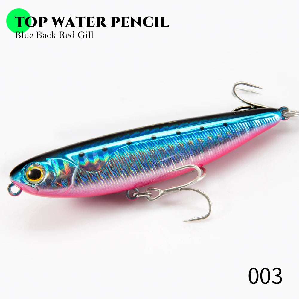 Hunthouse Top Water Pencil Fishing Lure Walk The Dog 60mm 6.4g Artificial Baits Stickbait Fishing Tackle For Pike Bass LW536