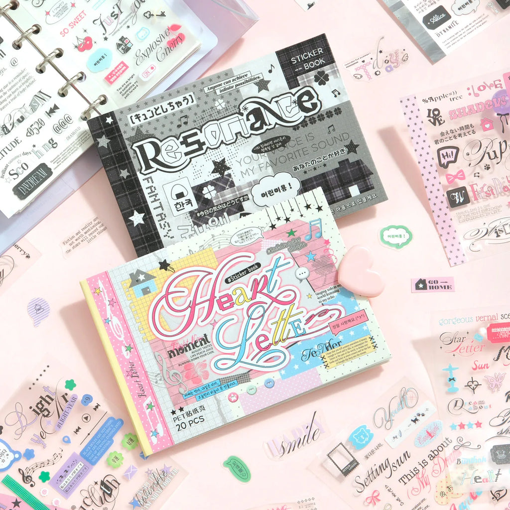 20sheets Kawaii Ins M5 Creative Typeface Die cut Stickers Book for DIY Diary Scrapbook Handmade Aesthetic Stickers