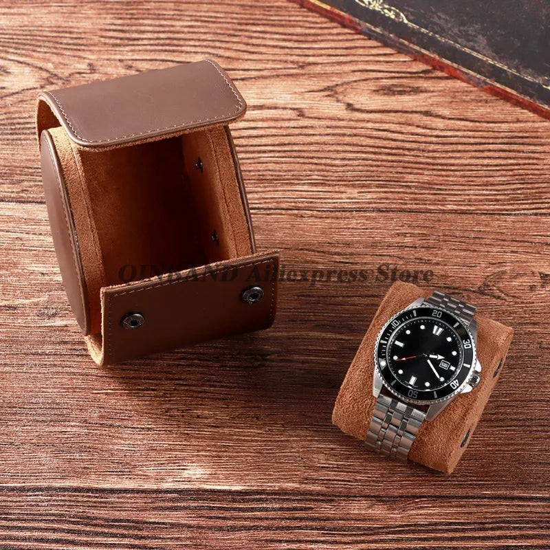 Watch Travel Case PU Leather Watches Leather Box Vintage Watch Storage Organizer-Secure Storage Vintage Watch Display Organizer