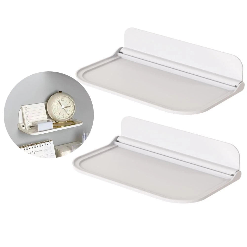Folding Wall Mounted Shelf Saving Space Foldable Storage Rack Punch-Free Phone Holder Wifi Router Storage Tray BathroomOrganizer