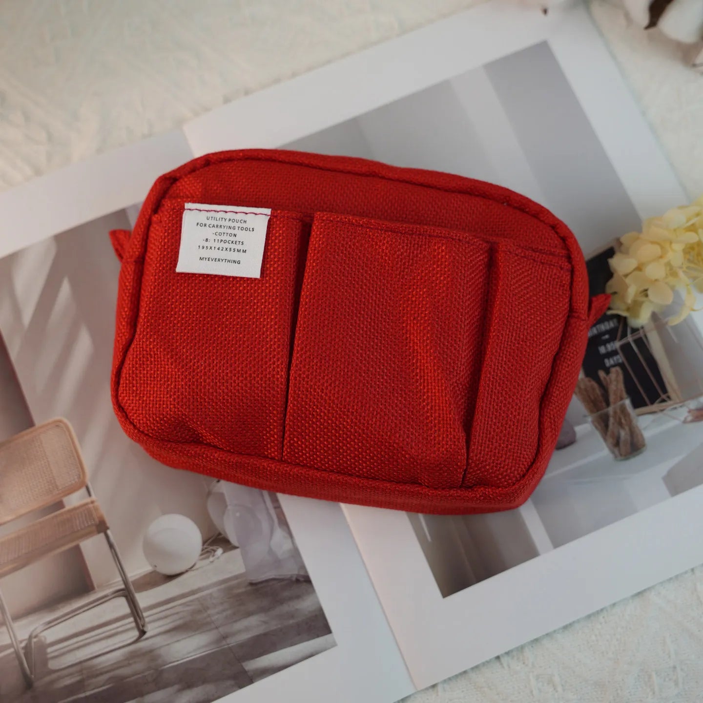 New In Stock Canvas Pencil Pouch Large Capacity Solid Color Japanese Style Portable Multifunctional Journal Storage Bag For Use