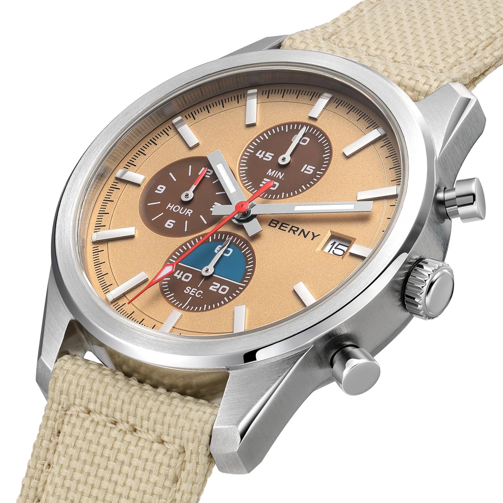 BERNY Chronograph Watch for Women/Men Sports Leisure Miyota OS10 AR Coated Sapphire Waterproof Top Fashion Sport Couple Watches