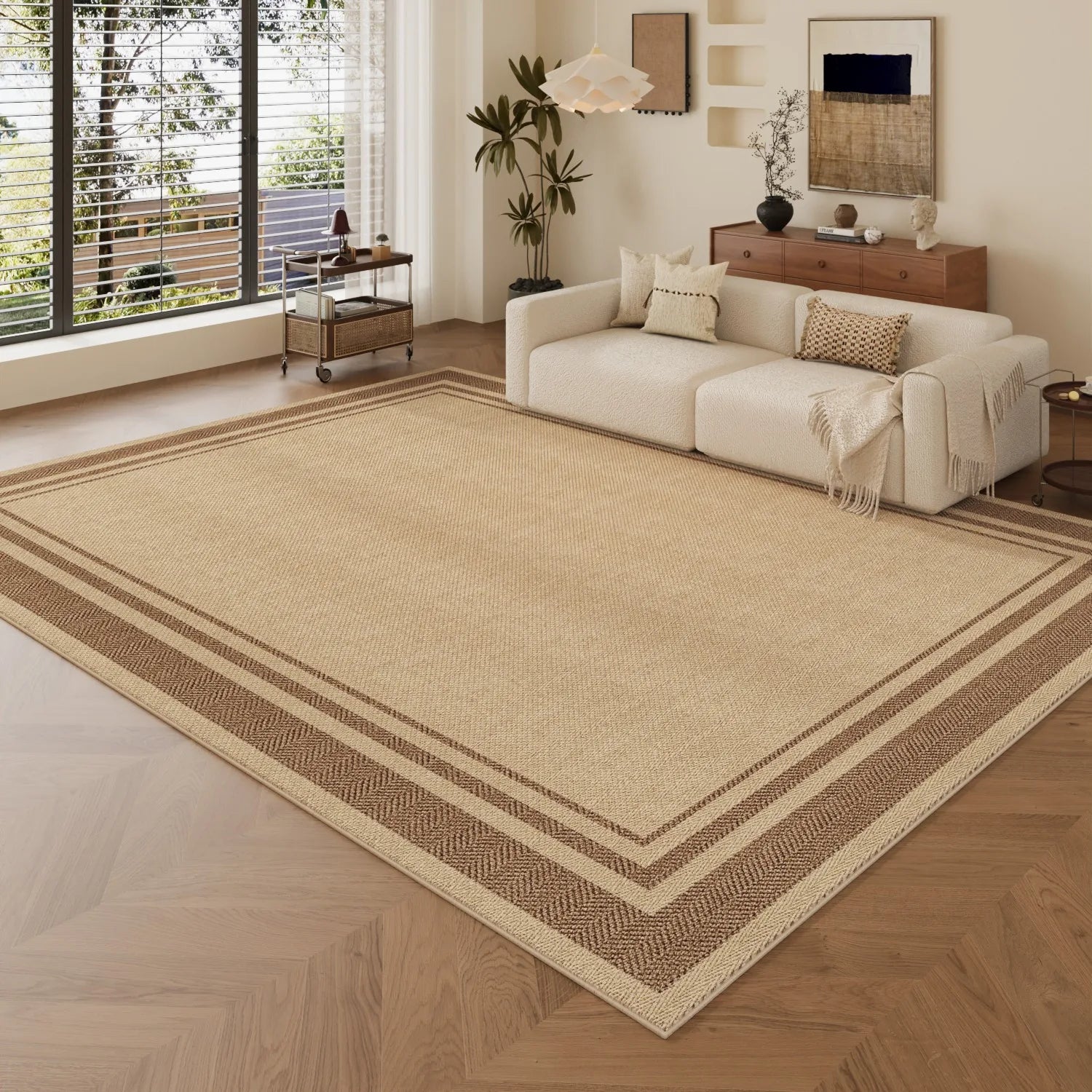 Modern Light Luxury Living Room Carpet Brown Print Bedroom Bedside Rug Soft Sofa Coffee Table Floor Mat Home Decor 러그 Alfombra